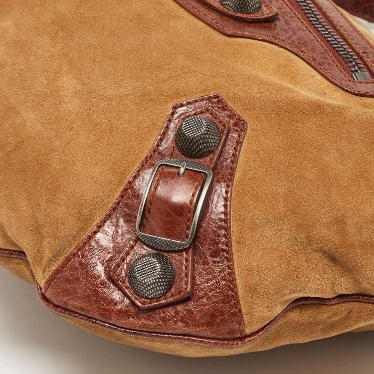 Pre Owned Balenciaga Brown/Tan Leather and Suede SGH Hobo