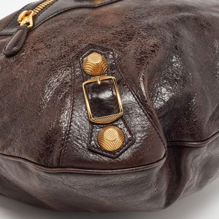 Pre Owned Balenciaga Dark Brown Leather GGH Hobo