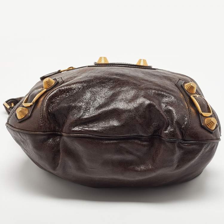 Pre Owned Balenciaga Dark Brown Leather GGH Hobo