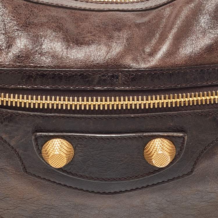 Pre Owned Balenciaga Dark Brown Leather GGH Hobo