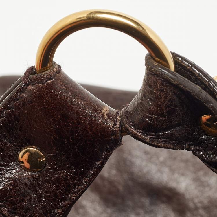Pre Owned Balenciaga Dark Brown Leather GGH Hobo