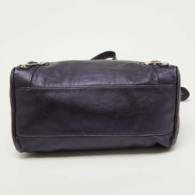 Pre Owned Balenciaga Metallic Blue Leather RH Town Tote