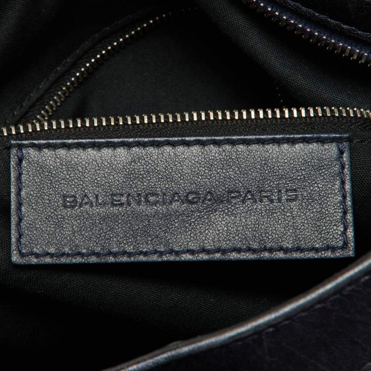 Pre Owned Balenciaga Metallic Blue Leather RH Town Tote