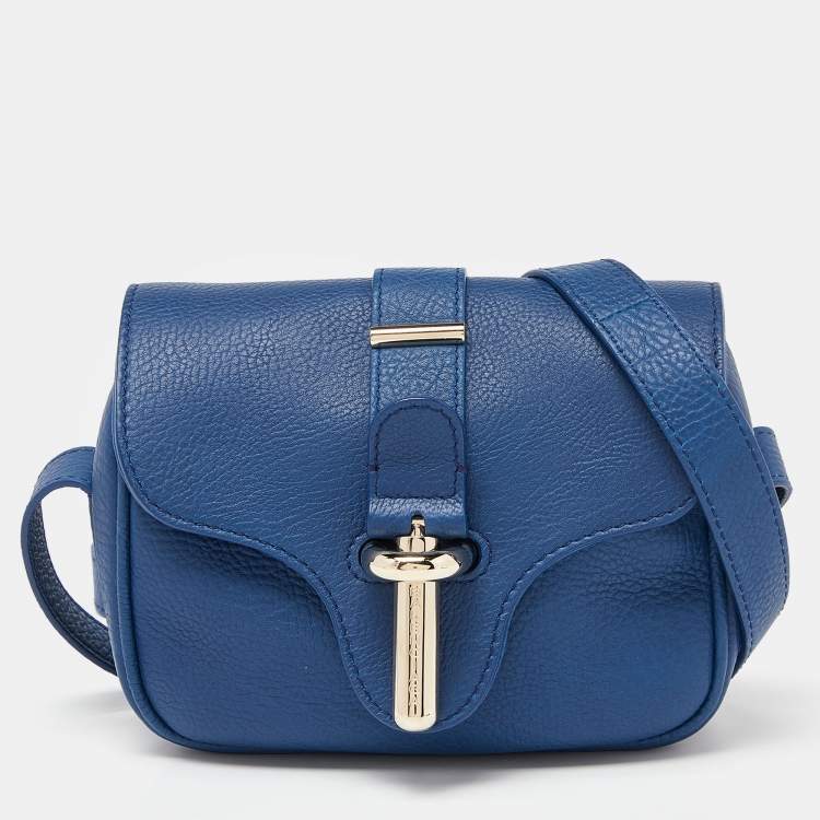 Balenciaga Navy Blue Leather Tube Flap Crossbody Bag Balenciaga