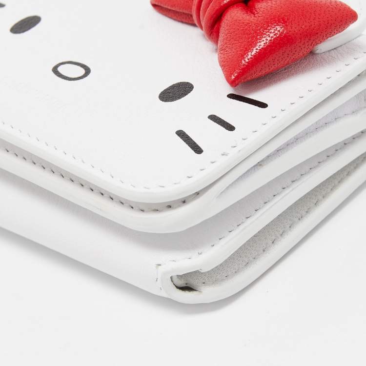 Pre Owned Balenciaga x Hello Kitty White Leather Mini Wallet