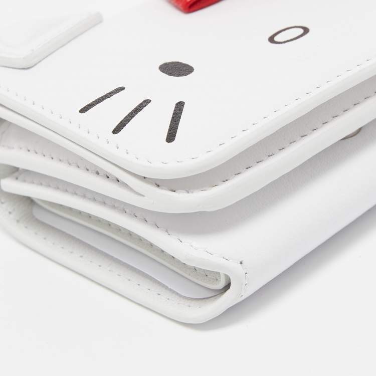 Pre Owned Balenciaga x Hello Kitty White Leather Mini Wallet