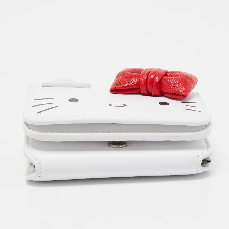 Pre Owned Balenciaga x Hello Kitty White Leather Mini Wallet
