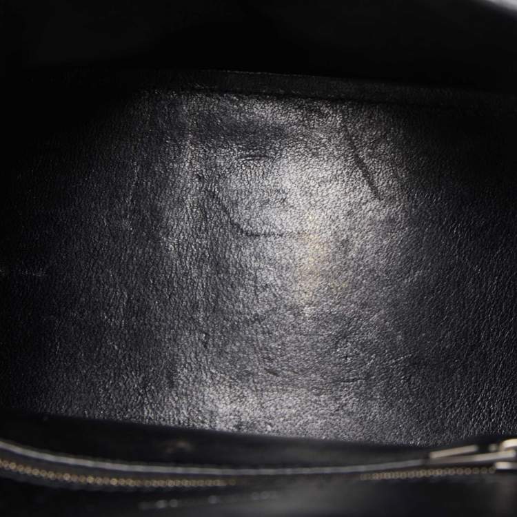 Pre Owned Balenciaga Black Croc Embossed Leather Small Hourglass Top Handle Bag