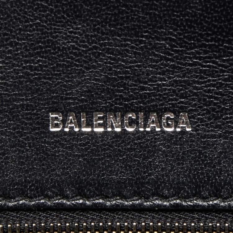 Pre Owned Balenciaga Black Croc Embossed Leather Small Hourglass Top Handle Bag