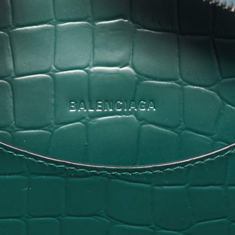 Pre Owned Balenciaga Green Croc Embossed Leather Classic City Bag
