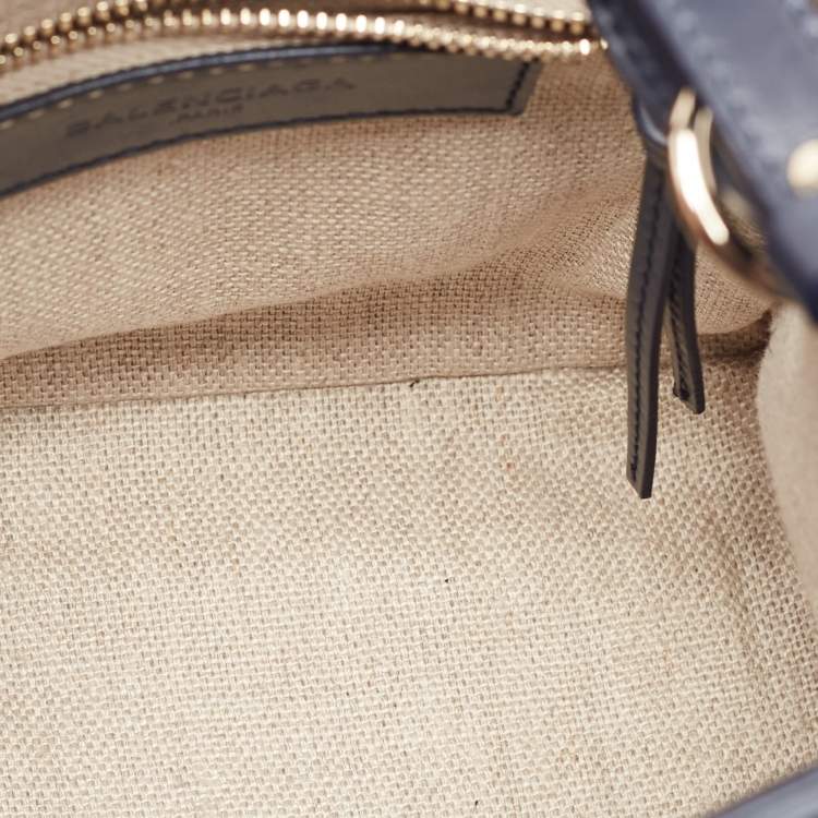 Pre Owned Balenciaga Navy Blue Leather Mini Padlock All Afternoon Tote