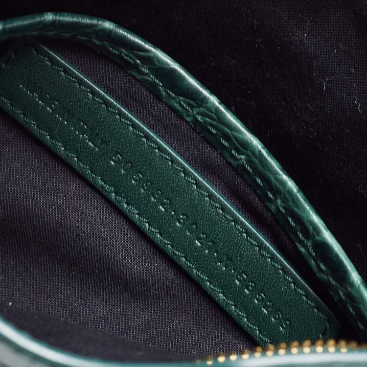 Pre Owned Balenciaga Green Croc Embossed Leather Nano Metallic Edge City Tote