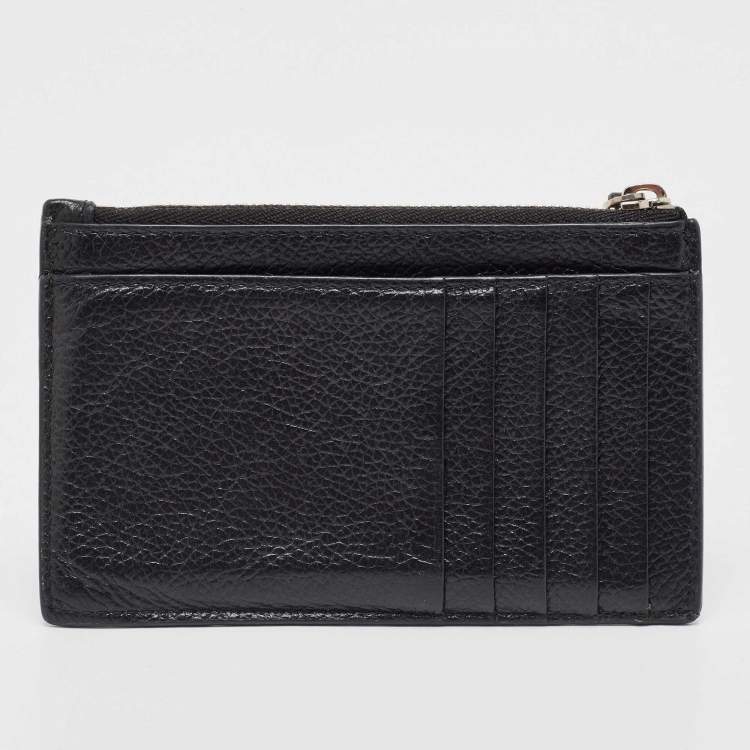 مملوكة مسبقًا Balenciaga Black Leather Logo Zip Card Holder
