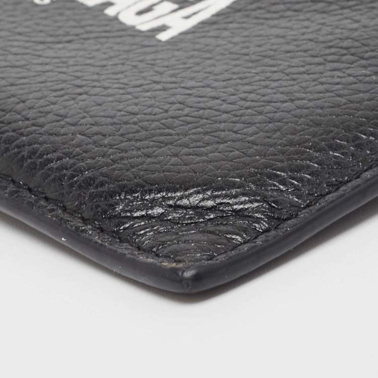 مملوكة مسبقًا Balenciaga Black Leather Logo Zip Card Holder
