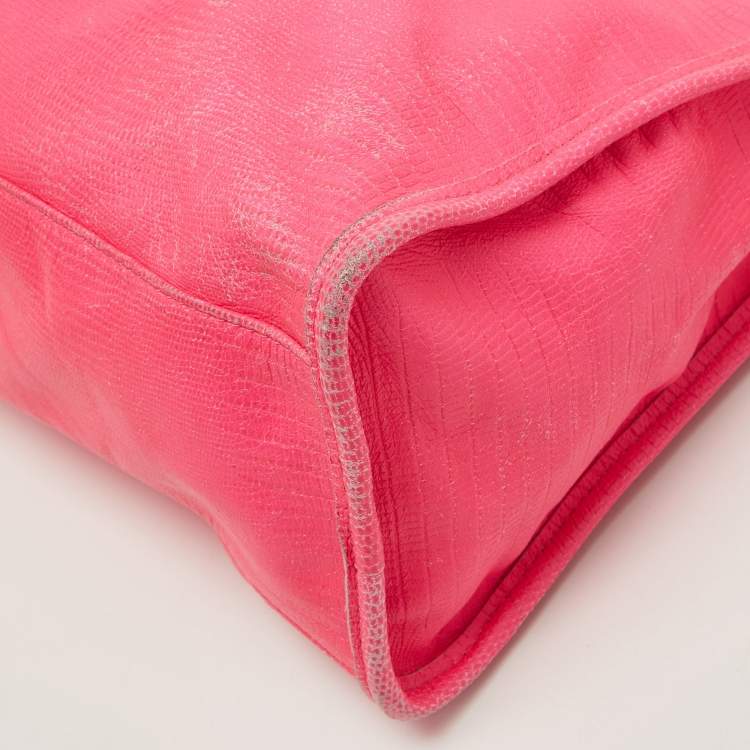 Pre Owned Balenciaga Pink Lizard Embossed Leather RH City Bag