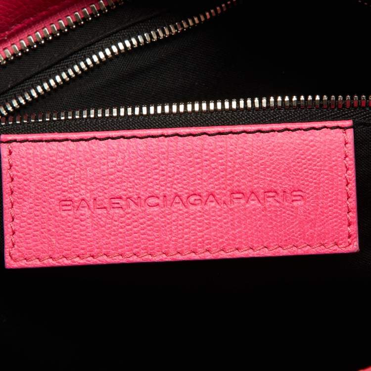 Pre Owned Balenciaga Pink Lizard Embossed Leather RH City Bag