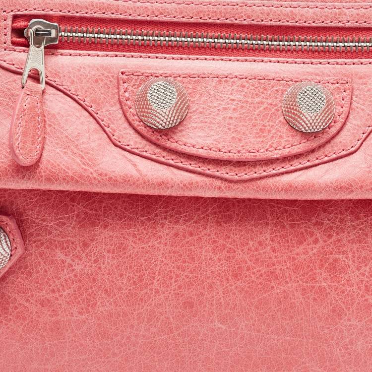 Pre Owned Balenciaga Pink Leather GSH Classic Envelope Clutch