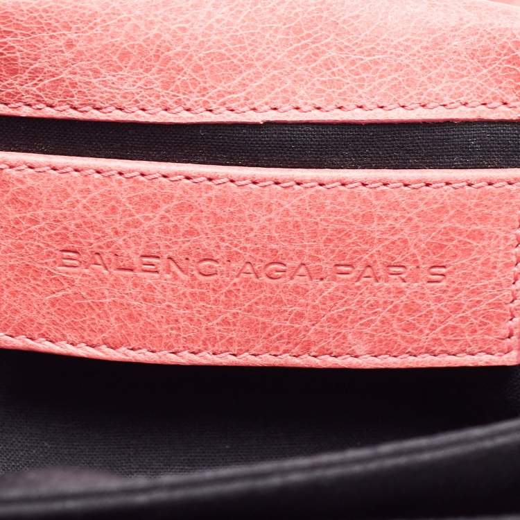 Pre Owned Balenciaga Pink Leather GSH Classic Envelope Clutch
