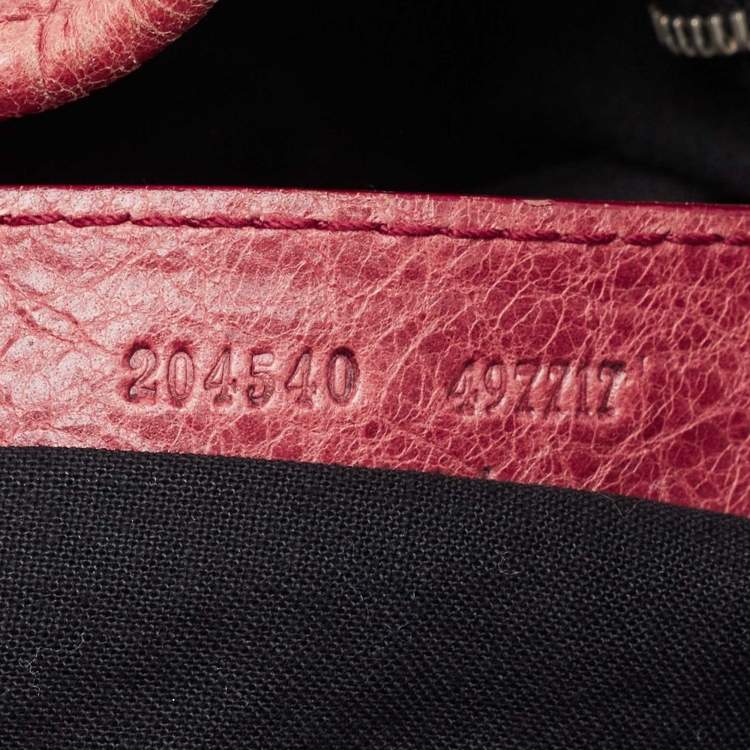 Pre Owned Balenciaga Red Leather Brogues Pompon Hobo