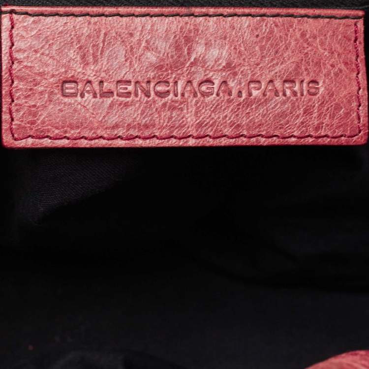 Pre Owned Balenciaga Red Leather Brogues Pompon Hobo