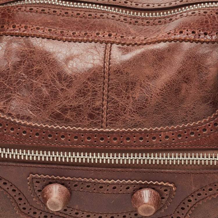 Pre Owned Balenciaga Dark Brown Leather Brogues Work Tote