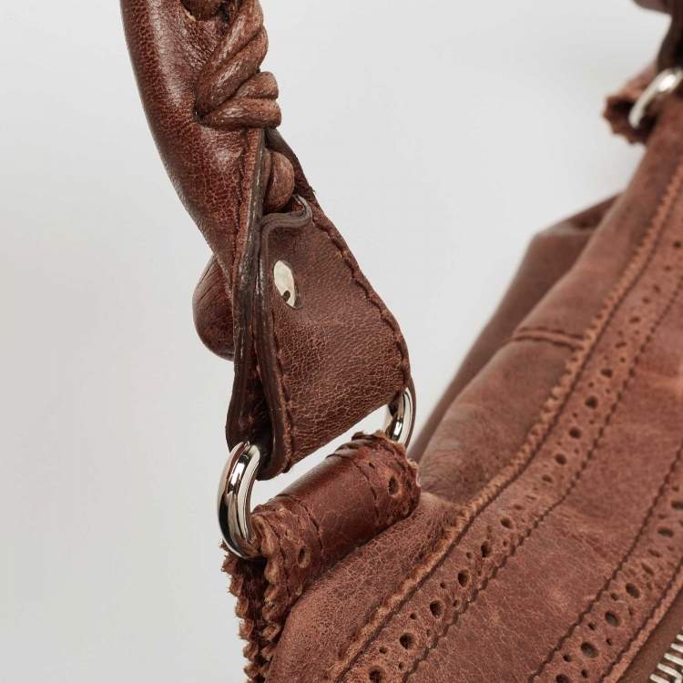 Pre Owned Balenciaga Dark Brown Leather Brogues Work Tote