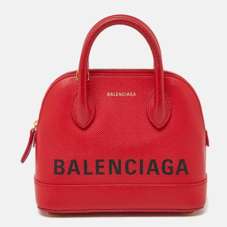 Pre Owned Balenciaga Red Leather XXS Ville Satchel