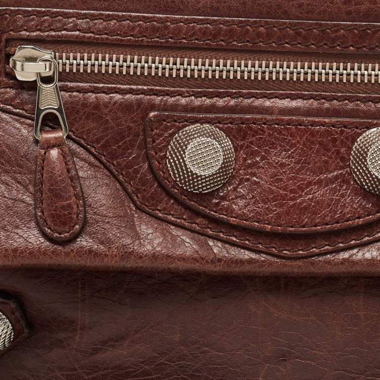 Pre Owned Balenciaga Brown Leather GSH Envelope Flap Clutch