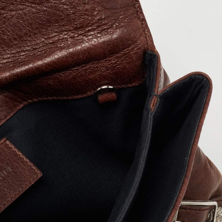 Pre Owned Balenciaga Brown Leather GSH Envelope Flap Clutch