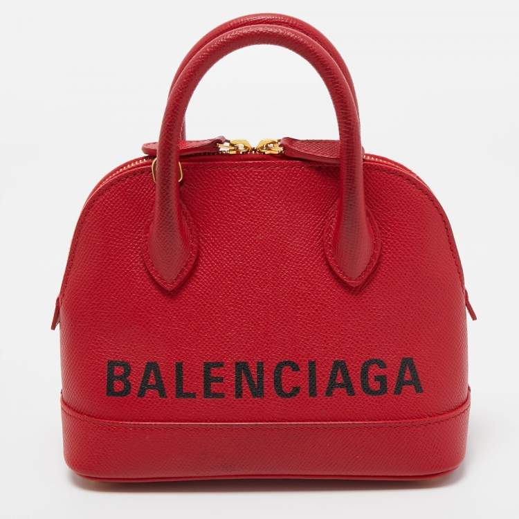 Pre Owned Balenciaga Red Leather XXS Ville Satchel