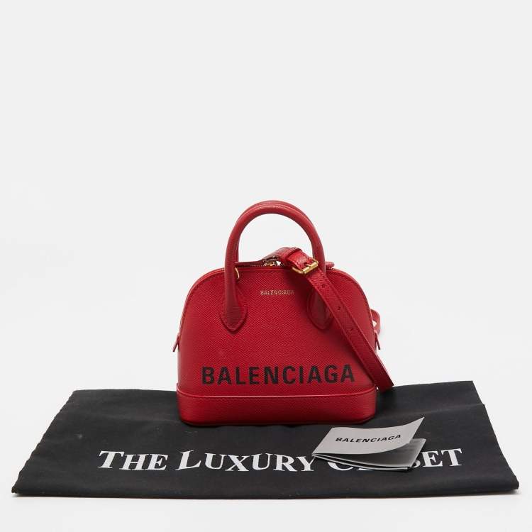 Pre Owned Balenciaga Red Leather XXS Ville Satchel
