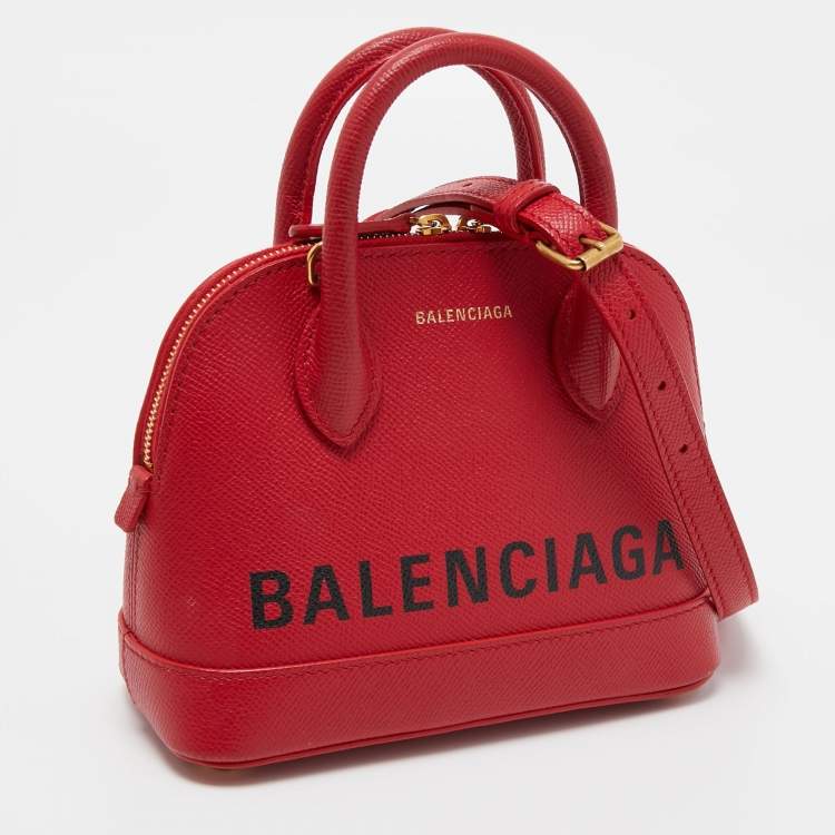 Pre Owned Balenciaga Red Leather XXS Ville Satchel