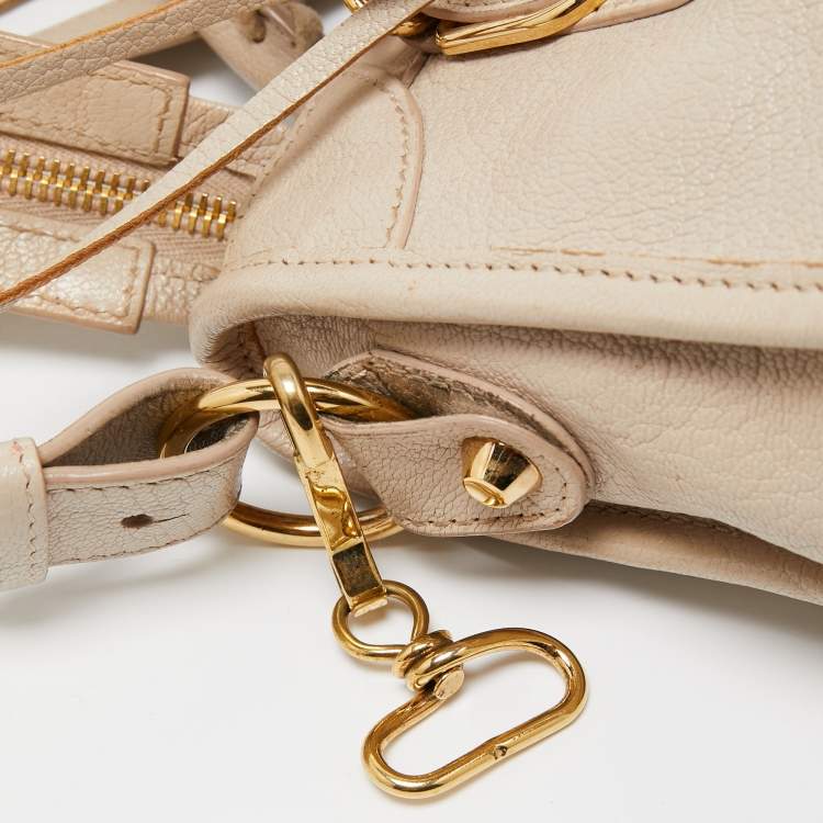 Pre Owned Balenciaga Beige Leather Mini Classic Metallic Edge City Bag