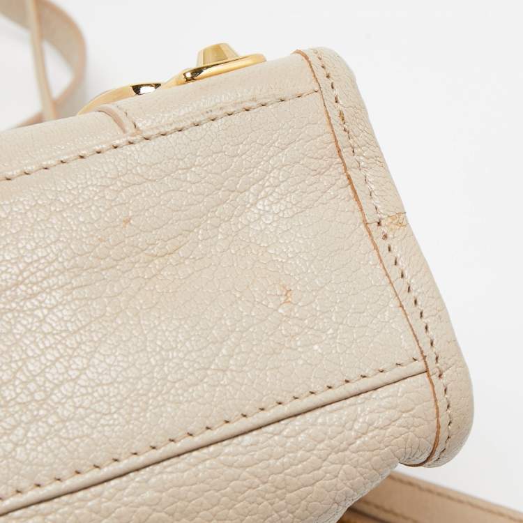 Pre Owned Balenciaga Beige Leather Mini Classic Metallic Edge City Bag