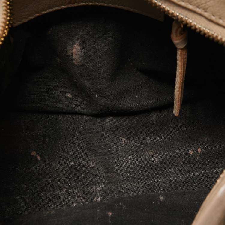 Pre Owned Balenciaga Beige Leather Mini Classic Metallic Edge City Bag