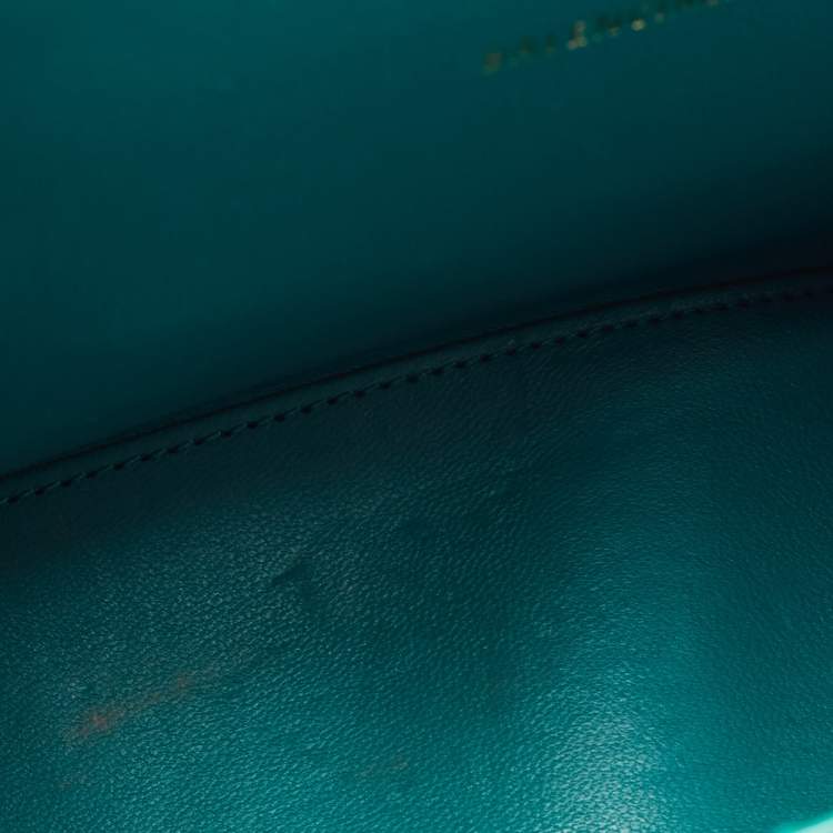 Pre Owned Balenciaga Green Croc Embossed Leather XS Hourglass Top Handle Bag