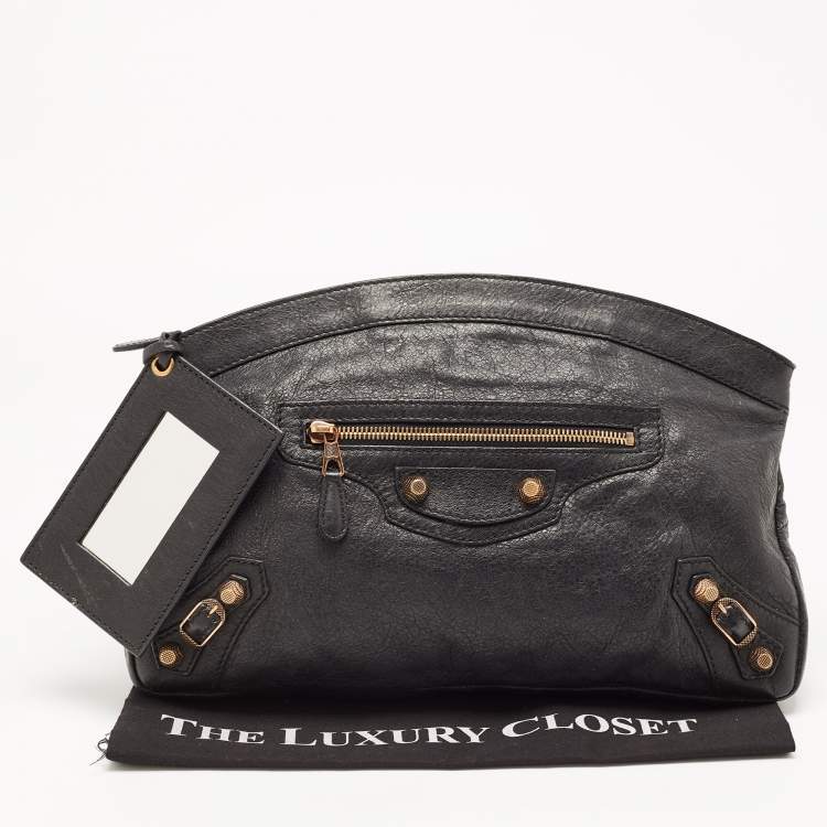Pre Owned Balenciaga Black Leather RH Premier Clutch