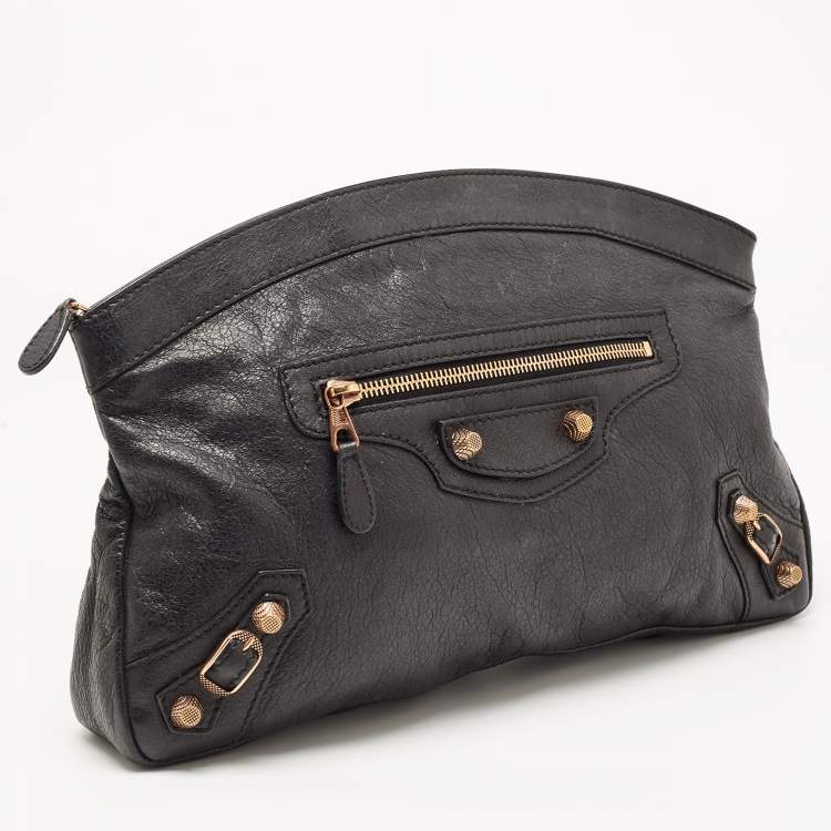 Pre Owned Balenciaga Black Leather RH Premier Clutch