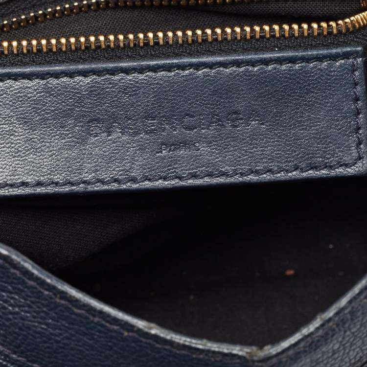 Pre Owned Balenciaga Dark Blue Leather Mini Classic City Tote