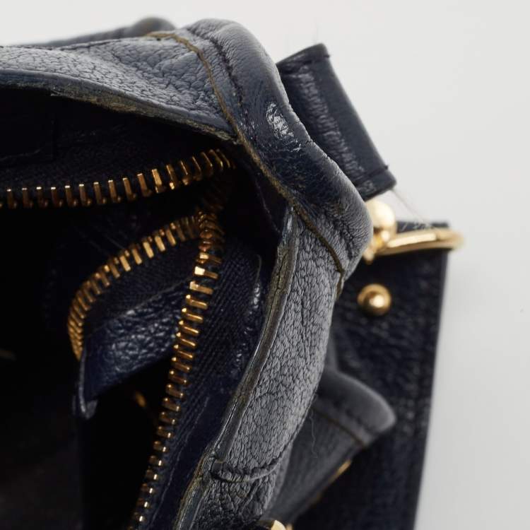 Pre Owned Balenciaga Dark Blue Leather Mini Classic City Tote