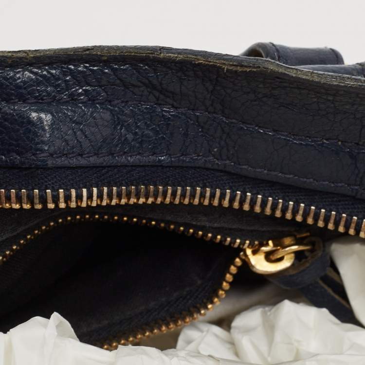 Pre Owned Balenciaga Dark Blue Leather Mini Classic City Tote