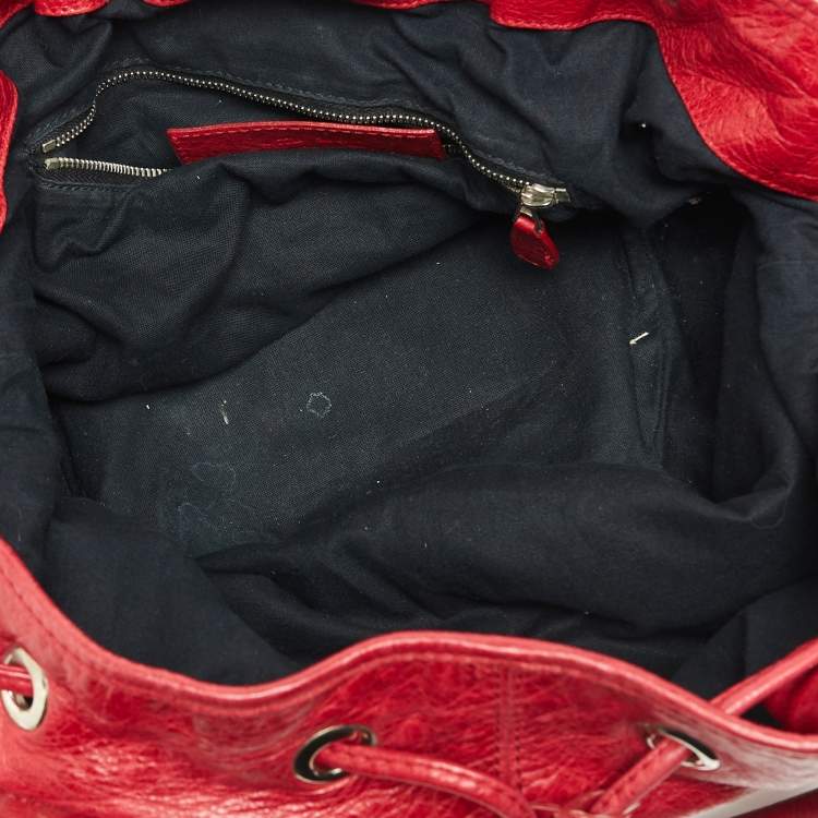 Pre Owned Balenciaga Red Leather Mini RGH PomPon Bag
