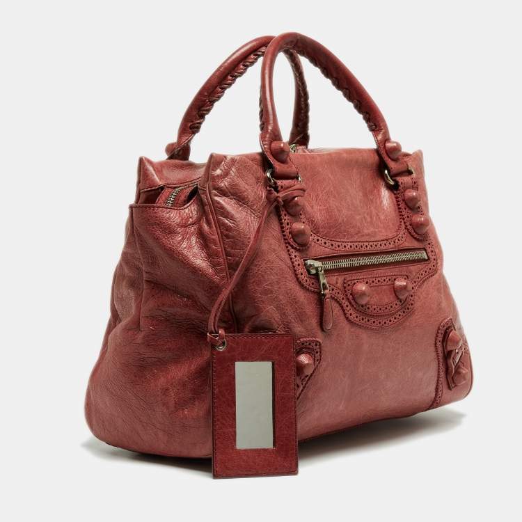 Pre Owned Balenciaga Rose-Bruyere Leather GSH Midday Bag