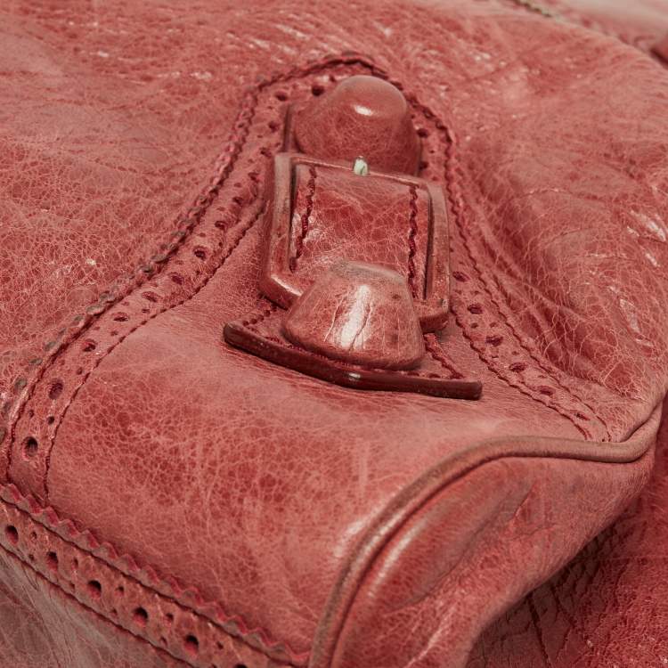 Pre Owned Balenciaga Rose-Bruyere Leather GSH Midday Bag