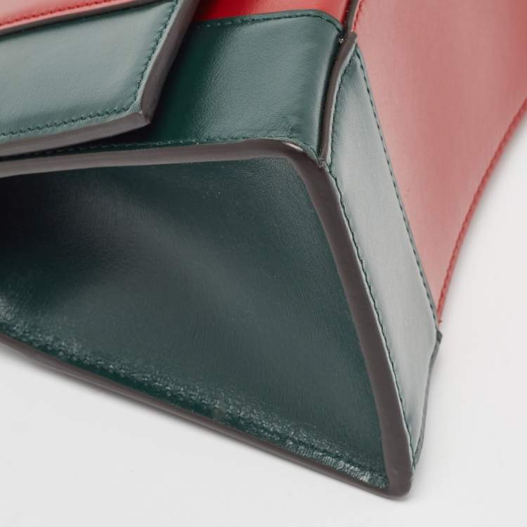 Pre Owned Balenciaga Green/Red Leather Small Hourglass Top Handle Bag