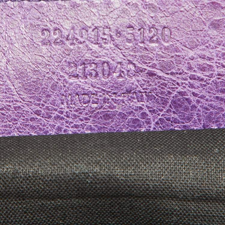 Pre Owned Balenciaga Purple Leather Classic Envelope Clutch