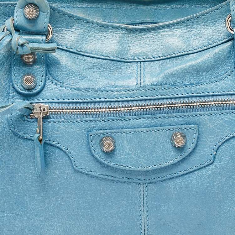 Pre Owned Balenciaga Turquoise Leather RH Part Time Bag