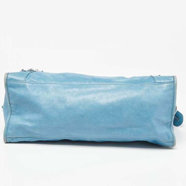 Pre Owned Balenciaga Turquoise Leather RH Part Time Bag