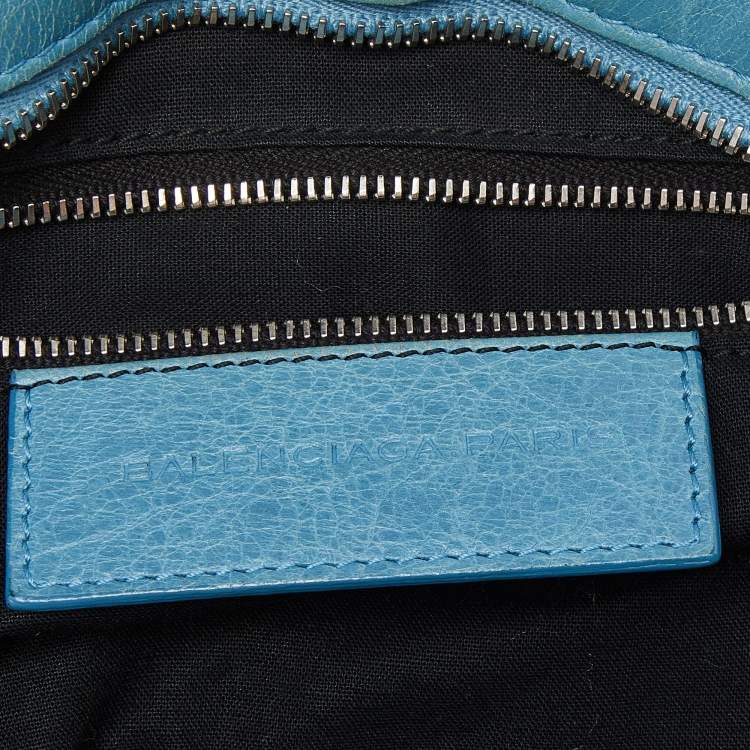 Pre Owned Balenciaga Turquoise Leather RH Part Time Bag
