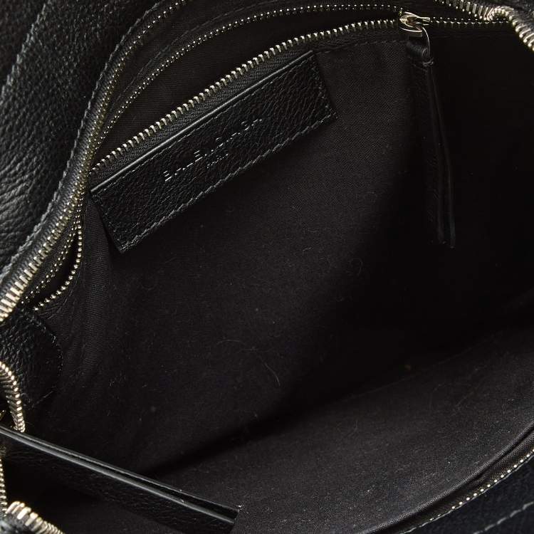 Pre Owned Balenciaga Black Leather Logo Print North South Shopper Tote